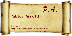 Pabics Arnold névjegykártya